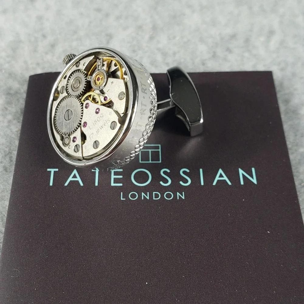 Tateossian London Mechanical Cufflinks Sterling Silver‎ Watch Movement Steampunk